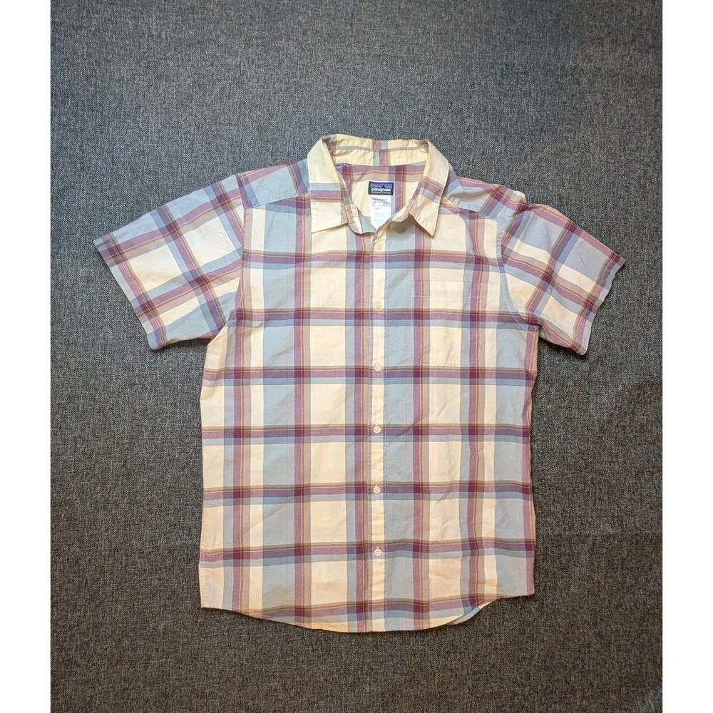 Vintage Patagonia Shirt Mens Large Plaid Organic Cotton Short Sleeve Button Up
